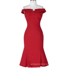 Belle Poque Retro Vintage Sexy aus Schulter Hüften-eingewickelt Red Bodycon Meerjungfrau Bleistift Kleid BP000183-2